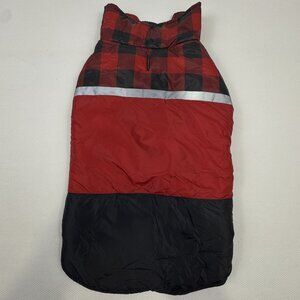 32 Degrees Heat Red Black Plaid Dog Jacket Large Puffer Vest Adjustable NEW